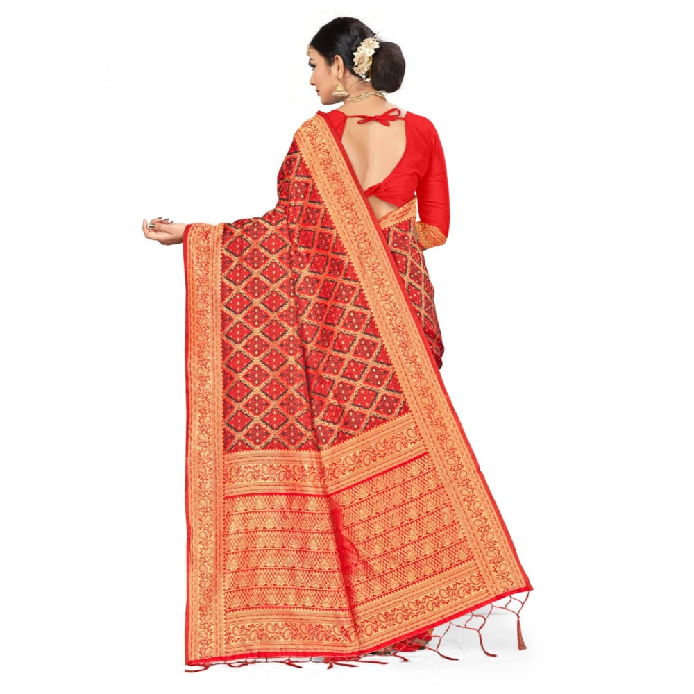 Women's Banarasi Silk Saree — Red · 513A