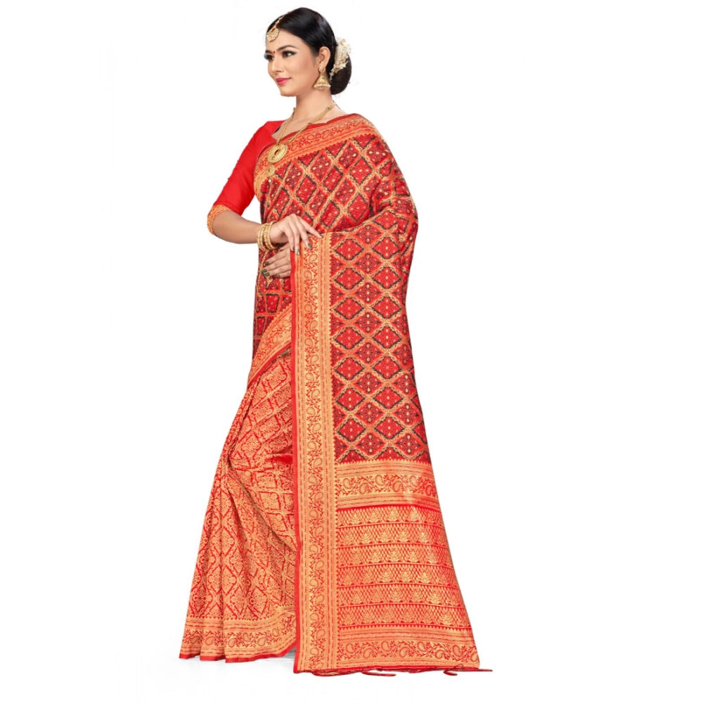 Women's Banarasi Silk Saree — Red · 513A