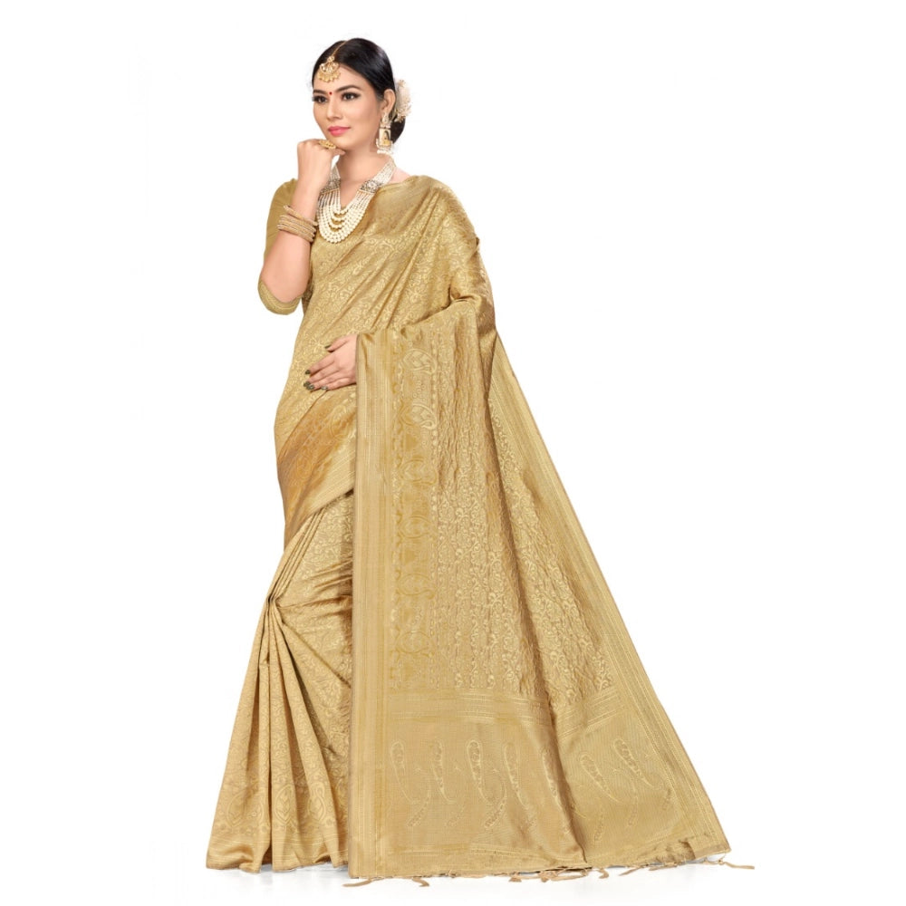 Women's Banarasi Silk Saree — Cream