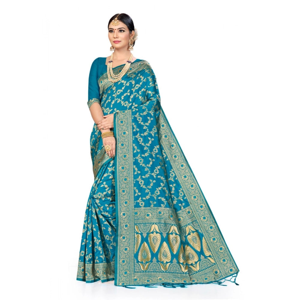 Women's Banarasi Silk Saree — Sky Blue · 084E