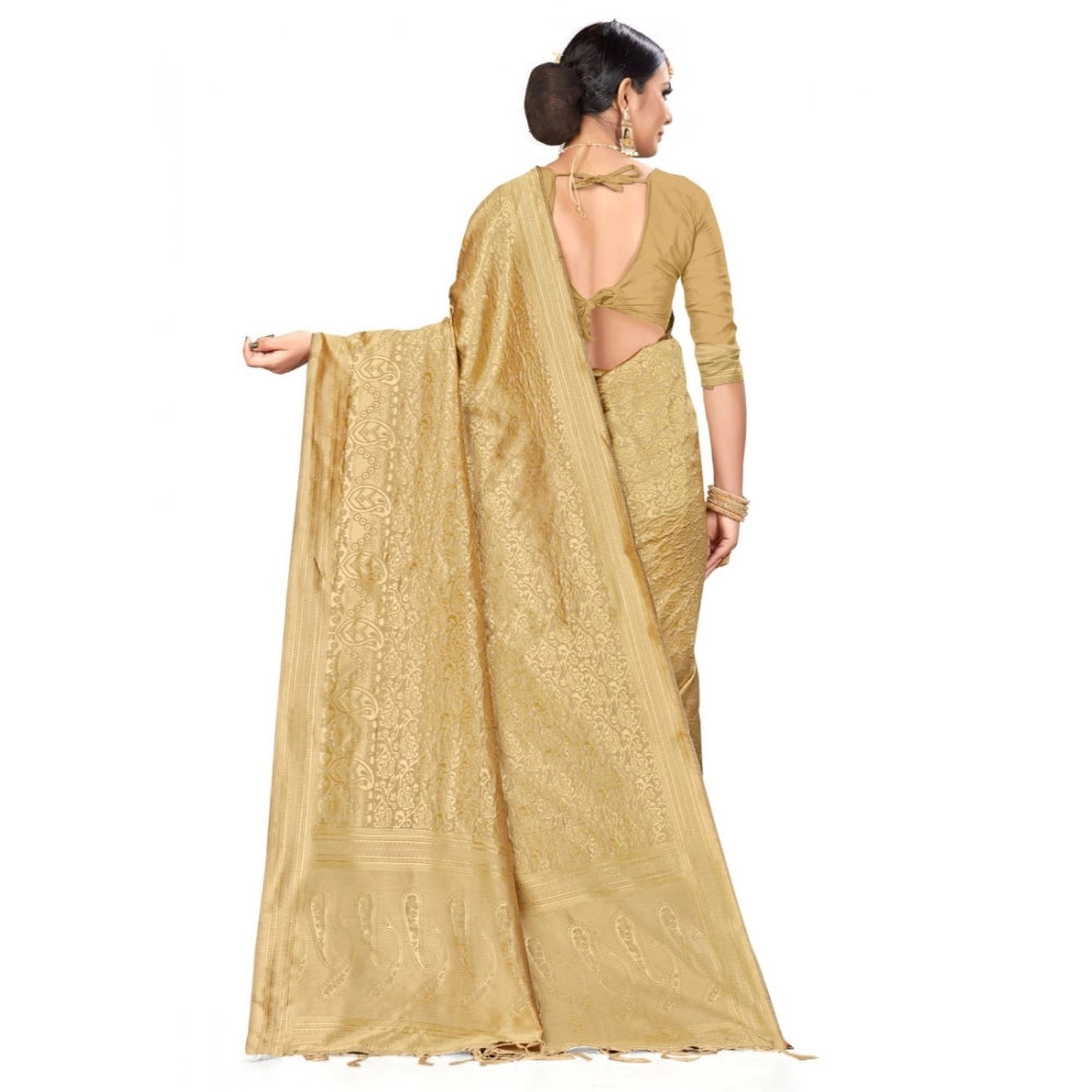 Women's Banarasi Silk Saree — Cream