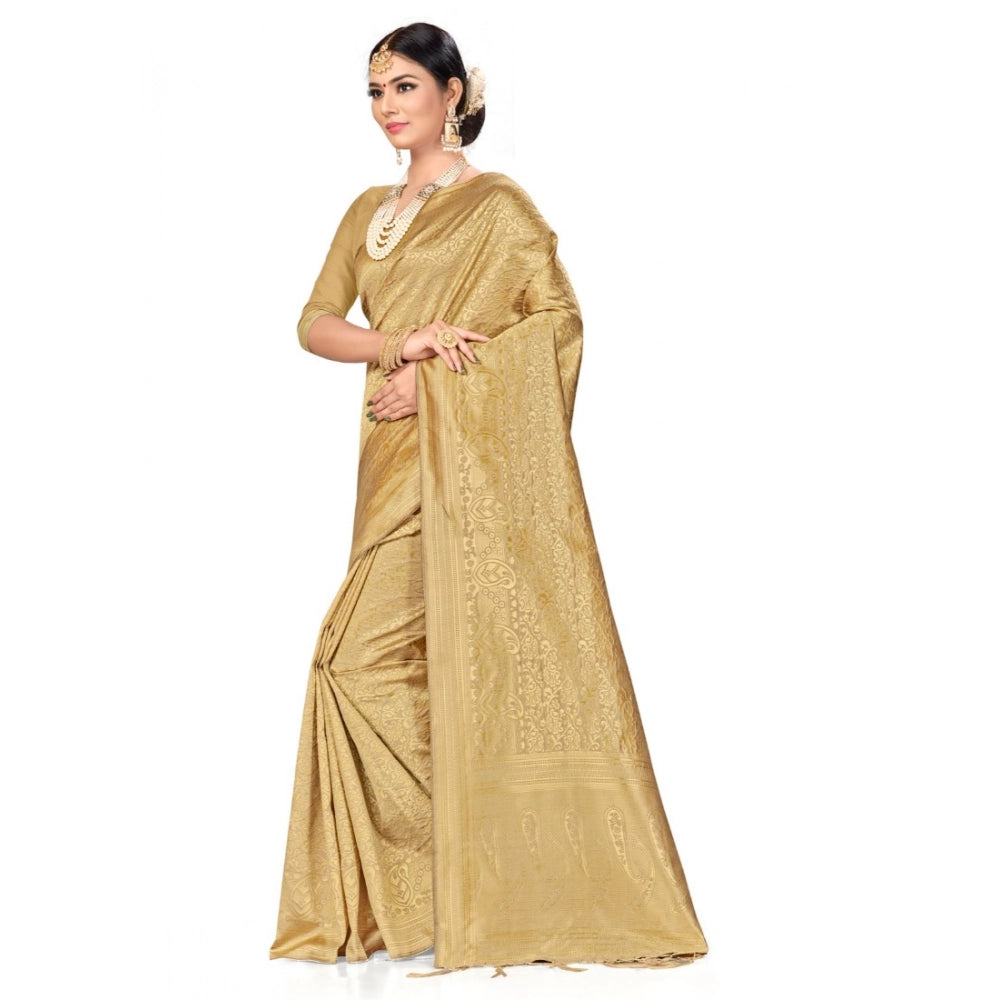 Women's Banarasi Silk Saree — Cream