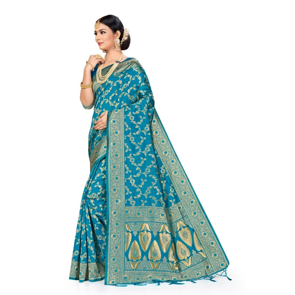 Women's Banarasi Silk Saree — Sky Blue · 084E