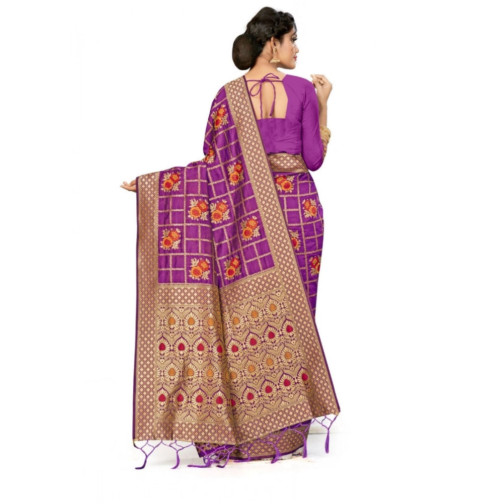 Women's Banarasi Silk Saree — Purple