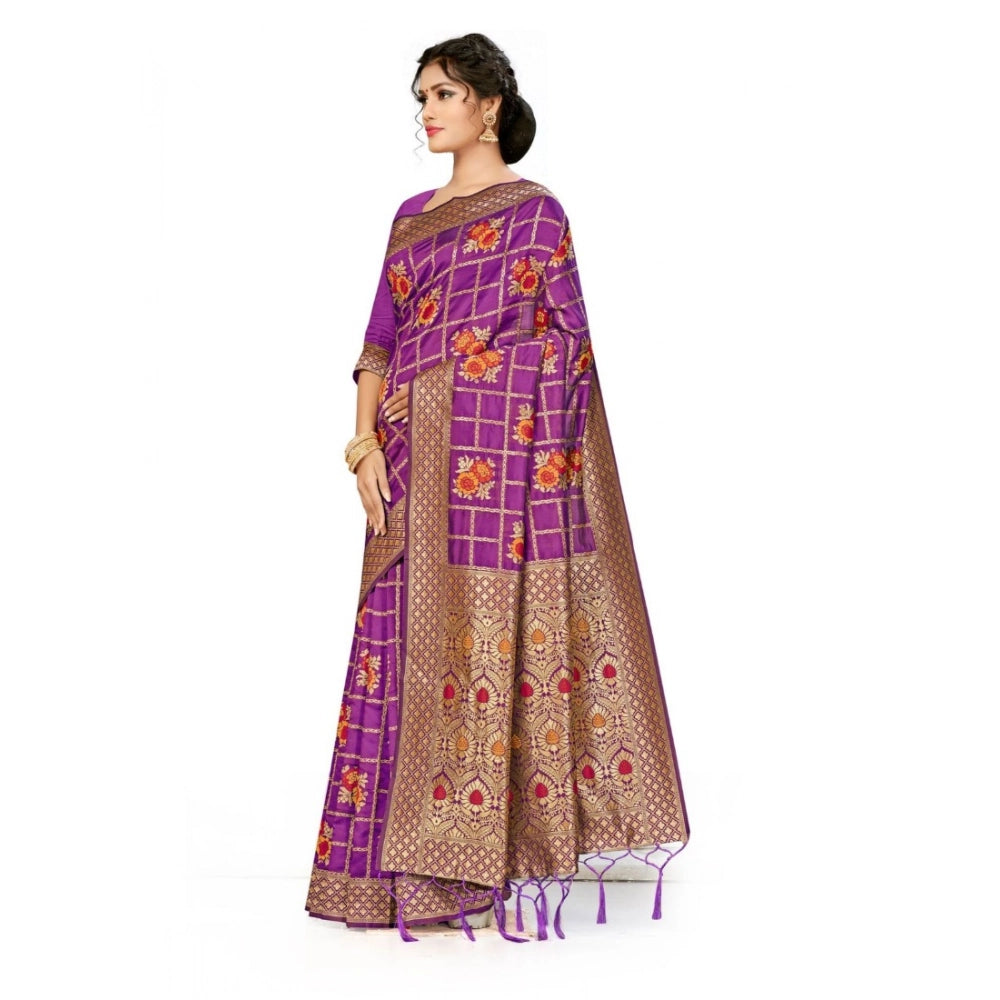 Women's Banarasi Silk Saree — Purple