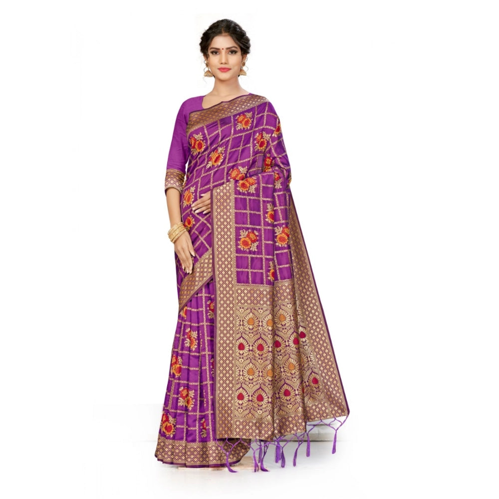 Women's Banarasi Silk Saree — Purple