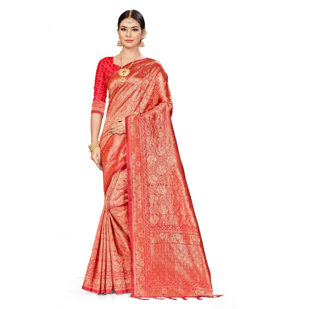 Women's Banarasi Silk Saree — Peach · 083E