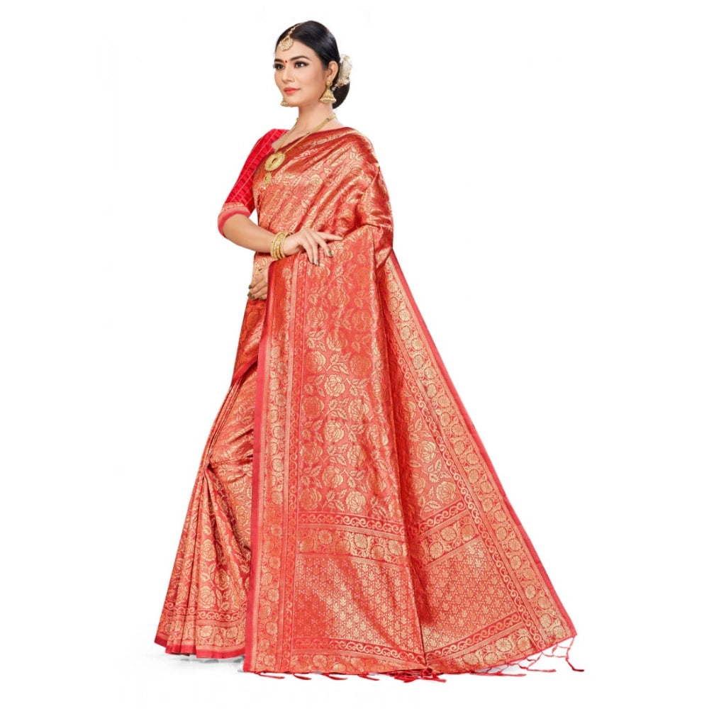 Women's Banarasi Silk Saree — Peach · 083E