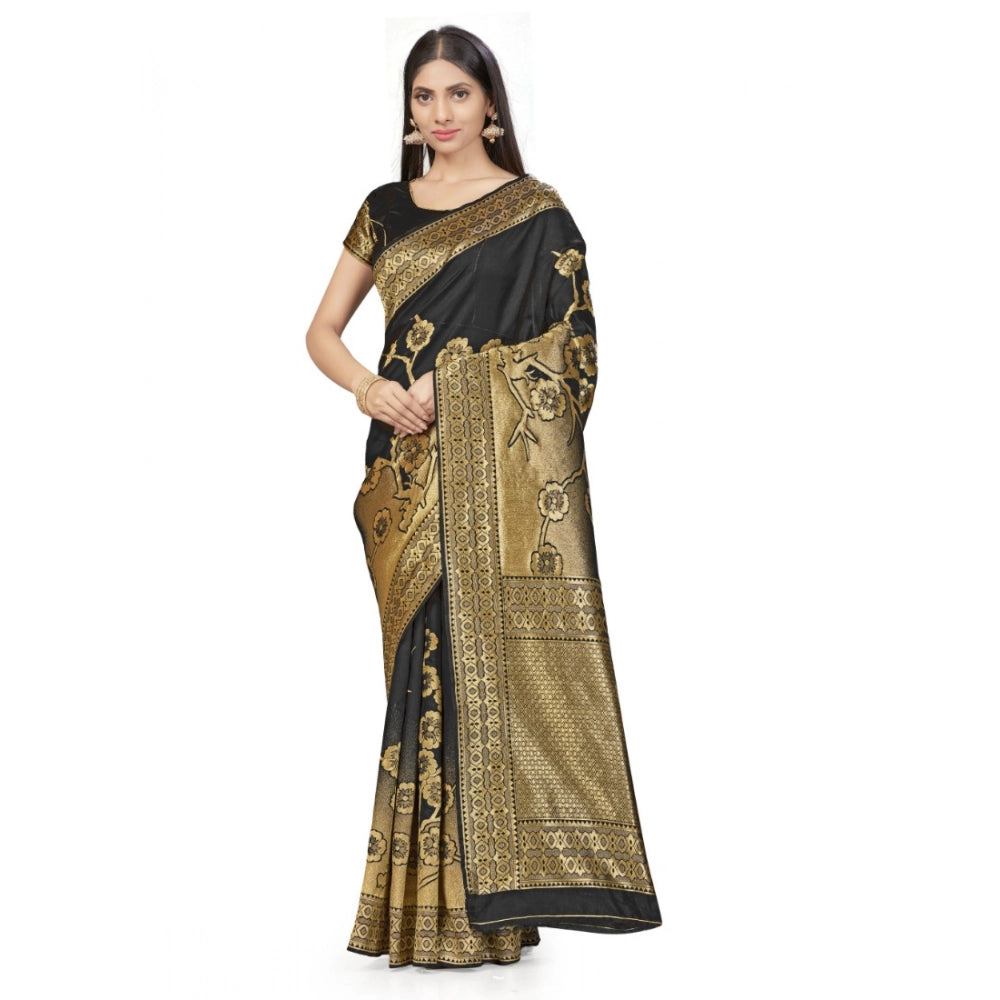 Women's Banarasi Silk Saree — Black · 553B