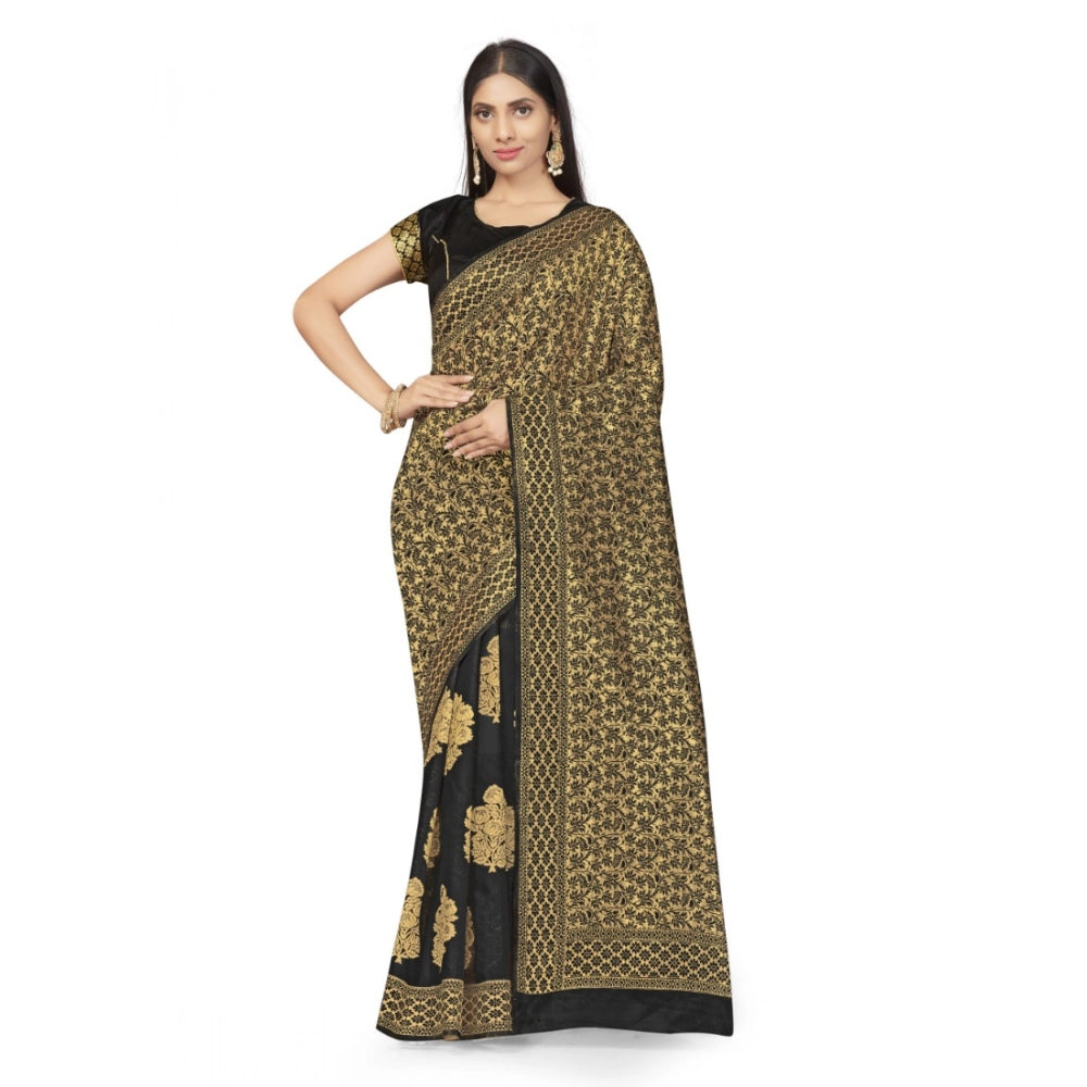Women's Banarasi Silk Saree — Black · 551B