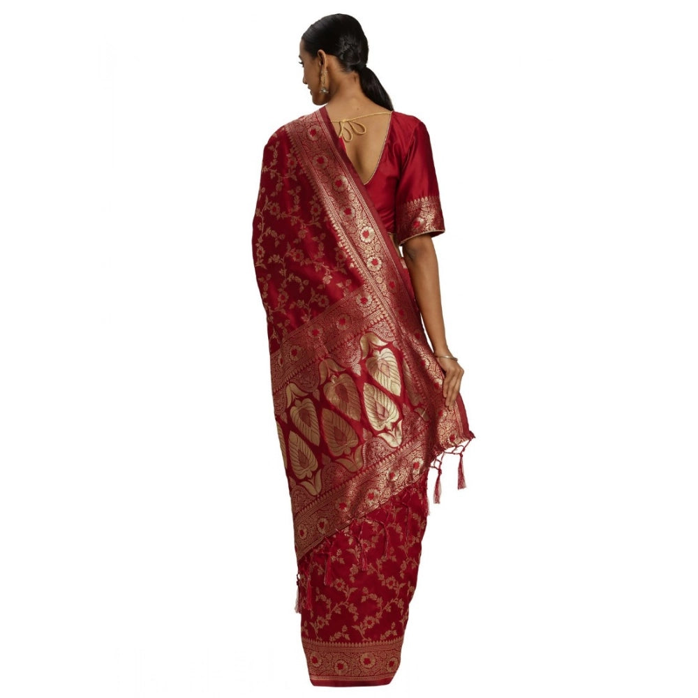 Women's Banarasi Silk Saree — Red · 084A