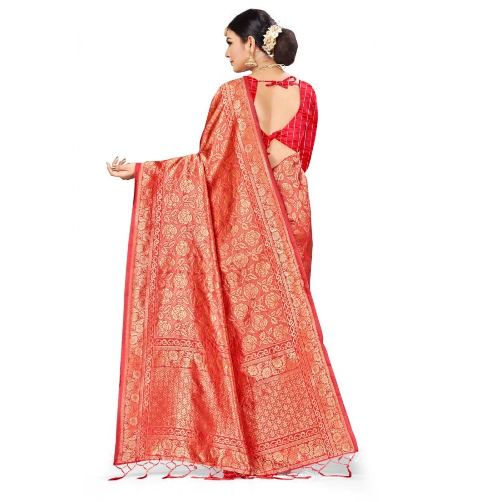 Women's Banarasi Silk Saree — Peach · 083E