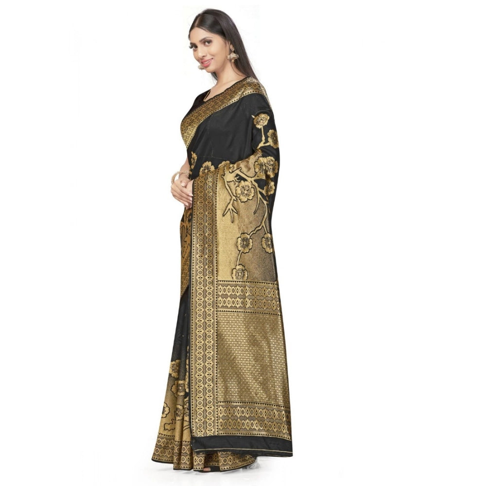 Women's Banarasi Silk Saree — Black · 553B