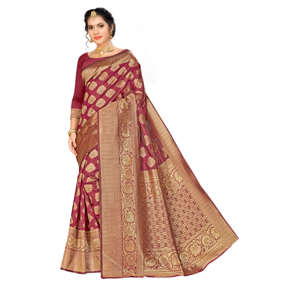 Women's Banarasi Silk Saree — Maroon · 041F