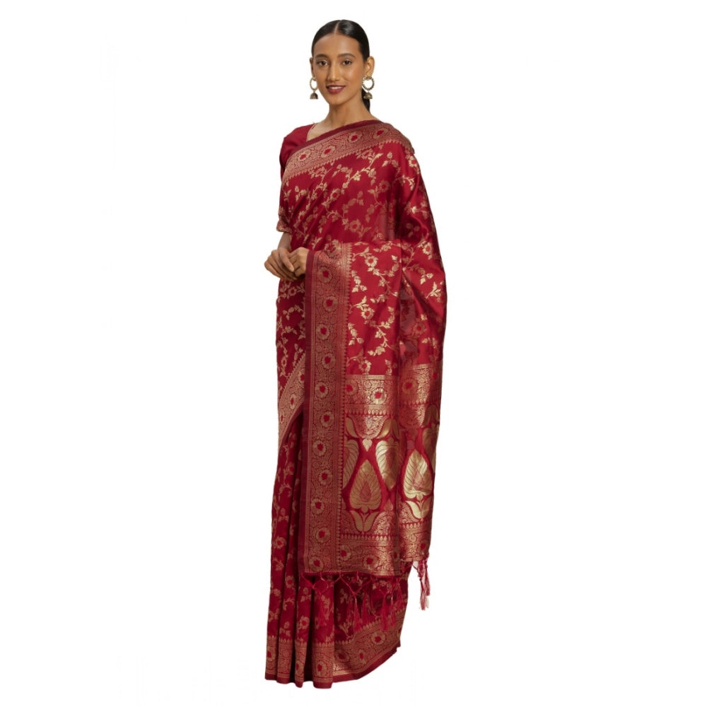 Women's Banarasi Silk Saree — Red · 084A