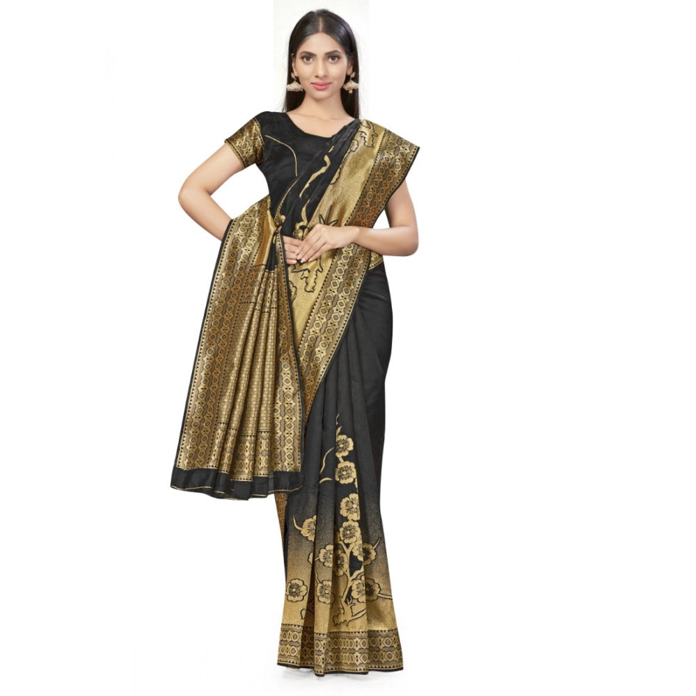 Women's Banarasi Silk Saree — Black · 553B