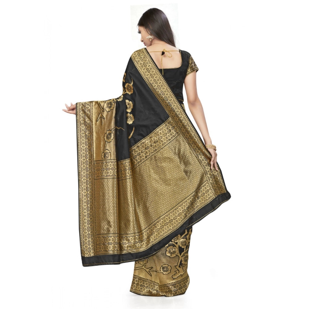 Women's Banarasi Silk Saree — Black · 553B