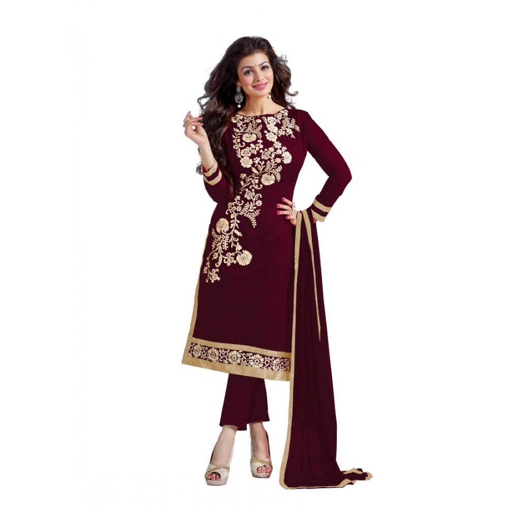 Women's Chanderi Unstitched Salwar Suit-Material — Brown · BRWN