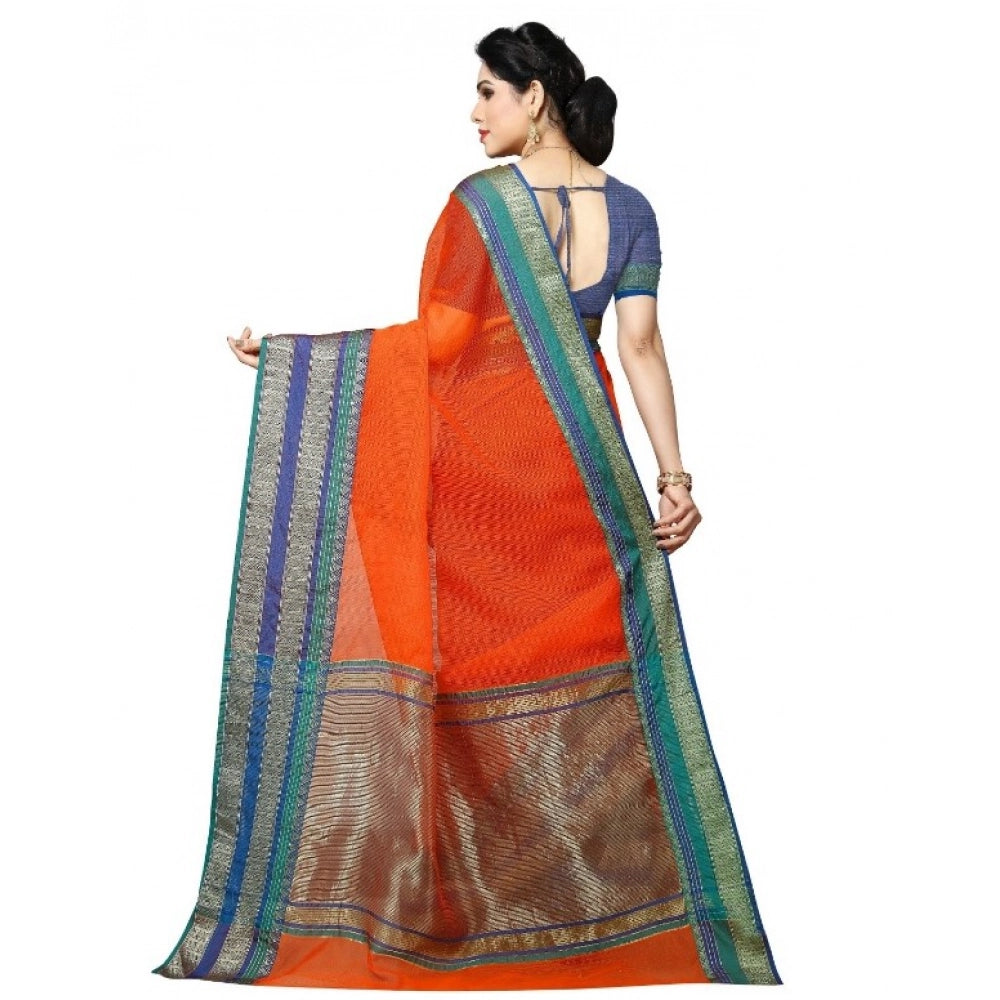 Women's Kota Doria Cotton Border Saree — Fanta