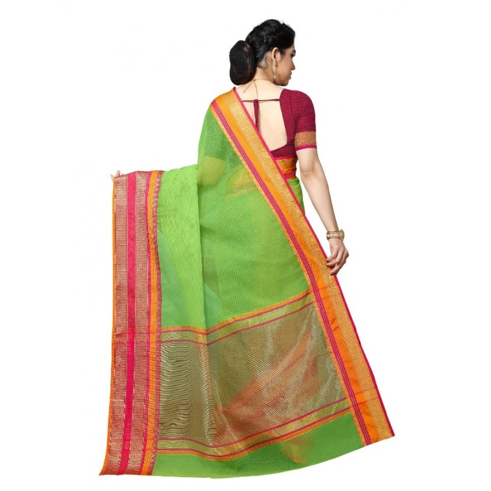 Women's Kota Doria Cotton Border Saree · reen