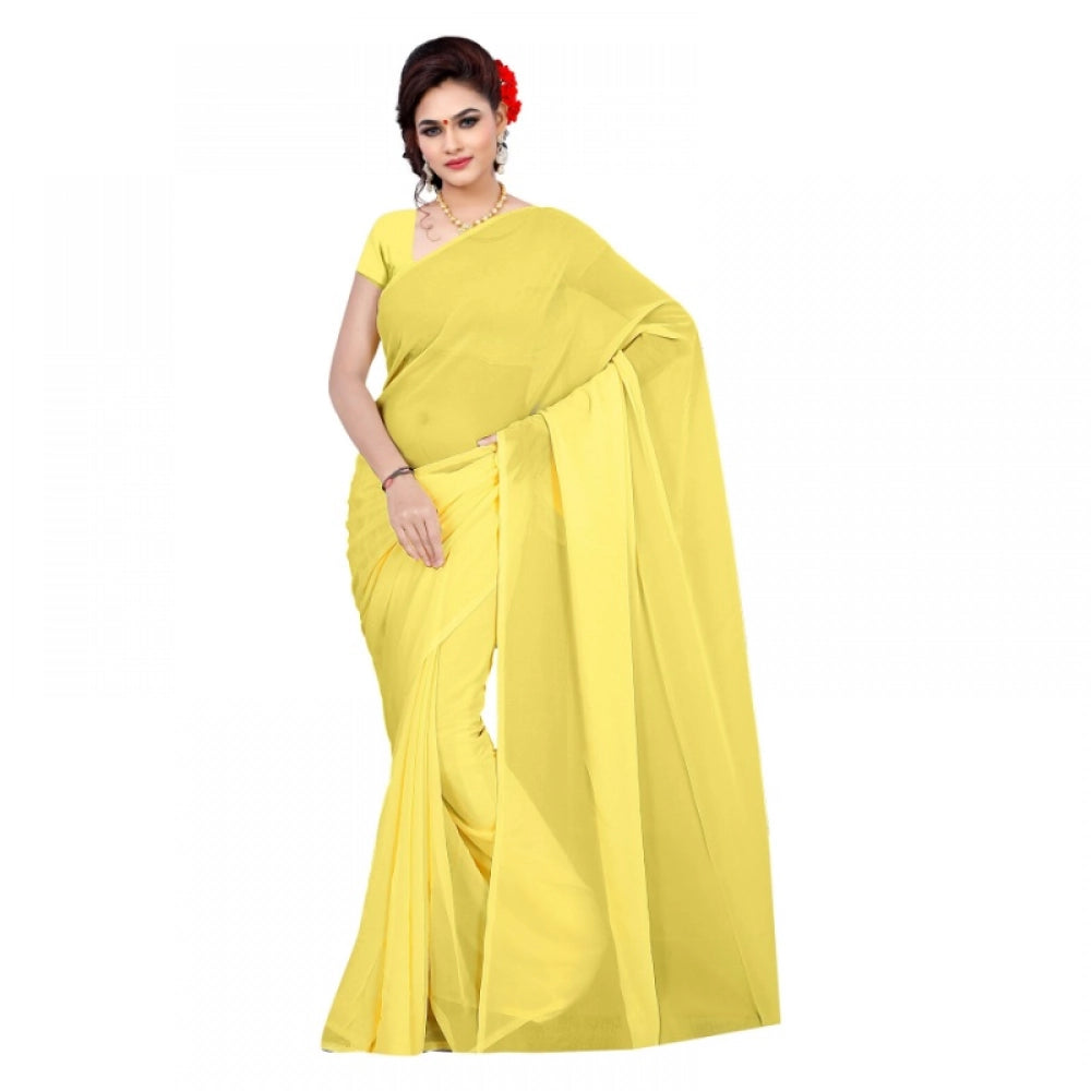 Women's Georgette Plain Saree · llow