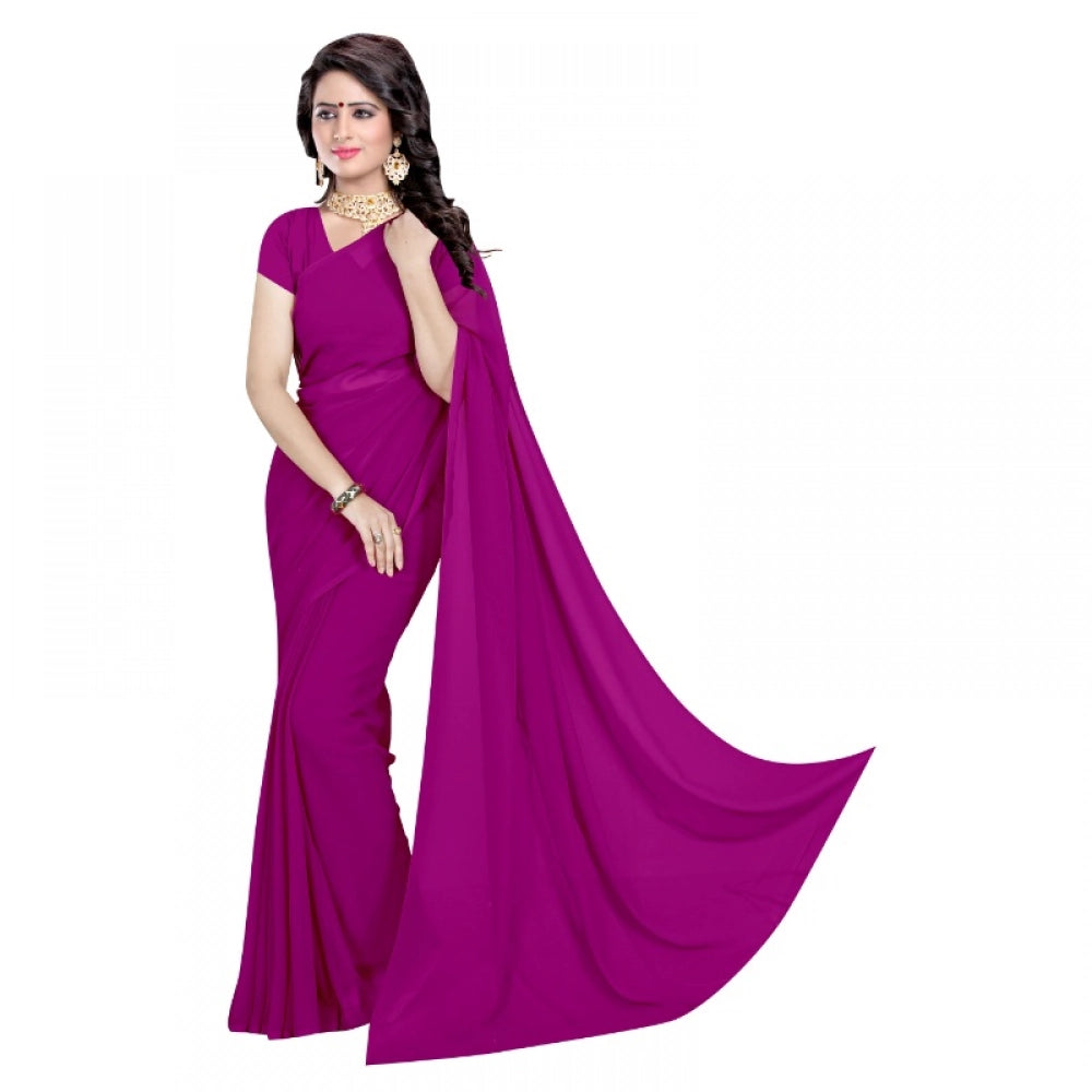 Women's Georgette Plain Saree — Jamli