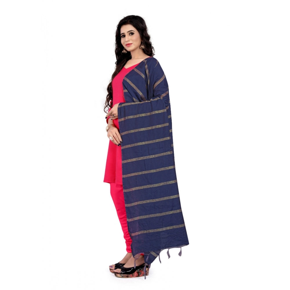 Women's Cotton Jari Woven Work Dupatta — Blue