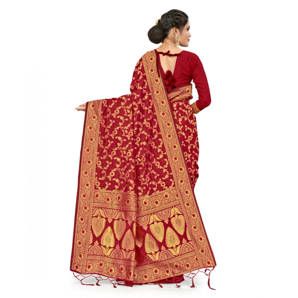Women's Banarasi Silk Saree — Maroon · 084H