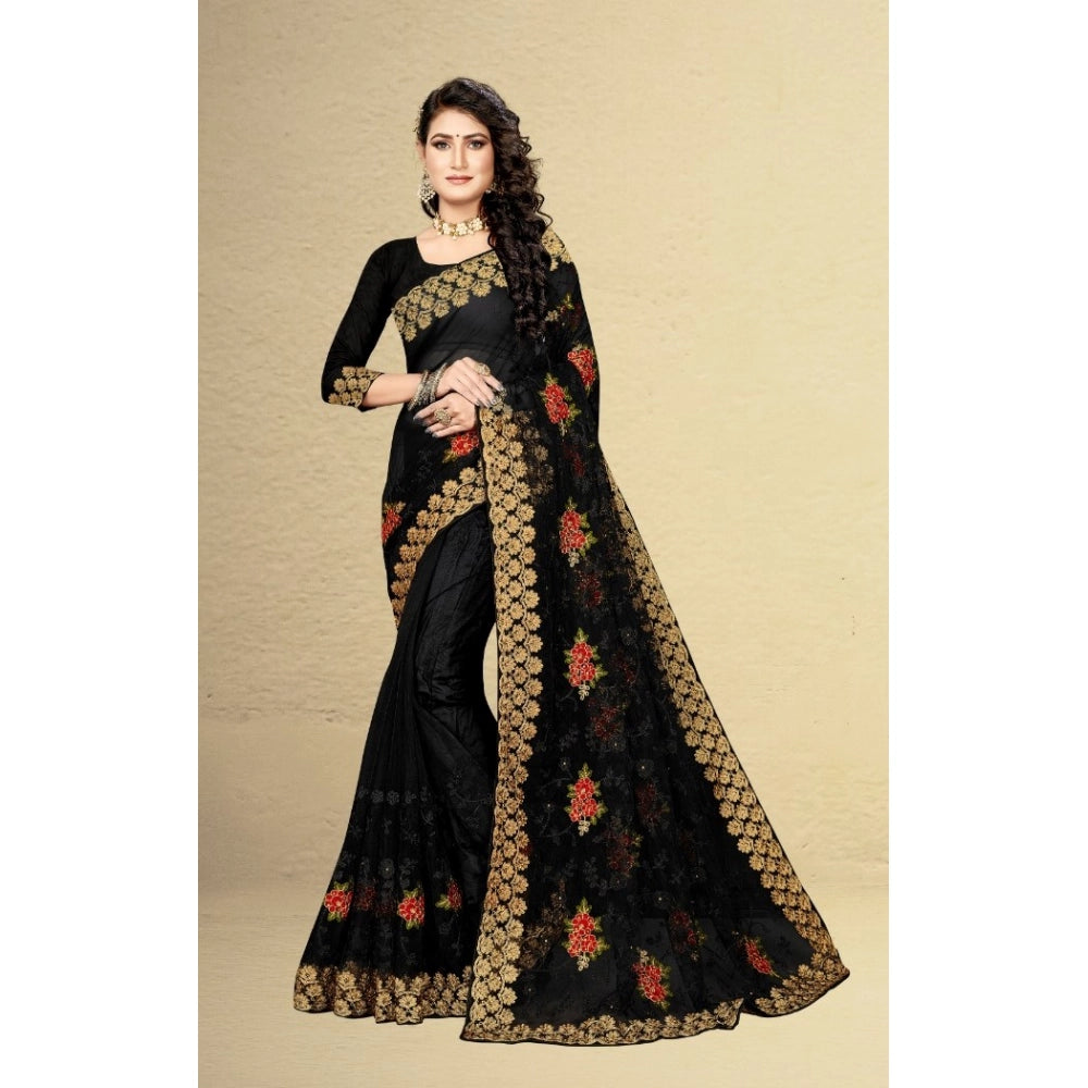 Women's Net Saree — Black