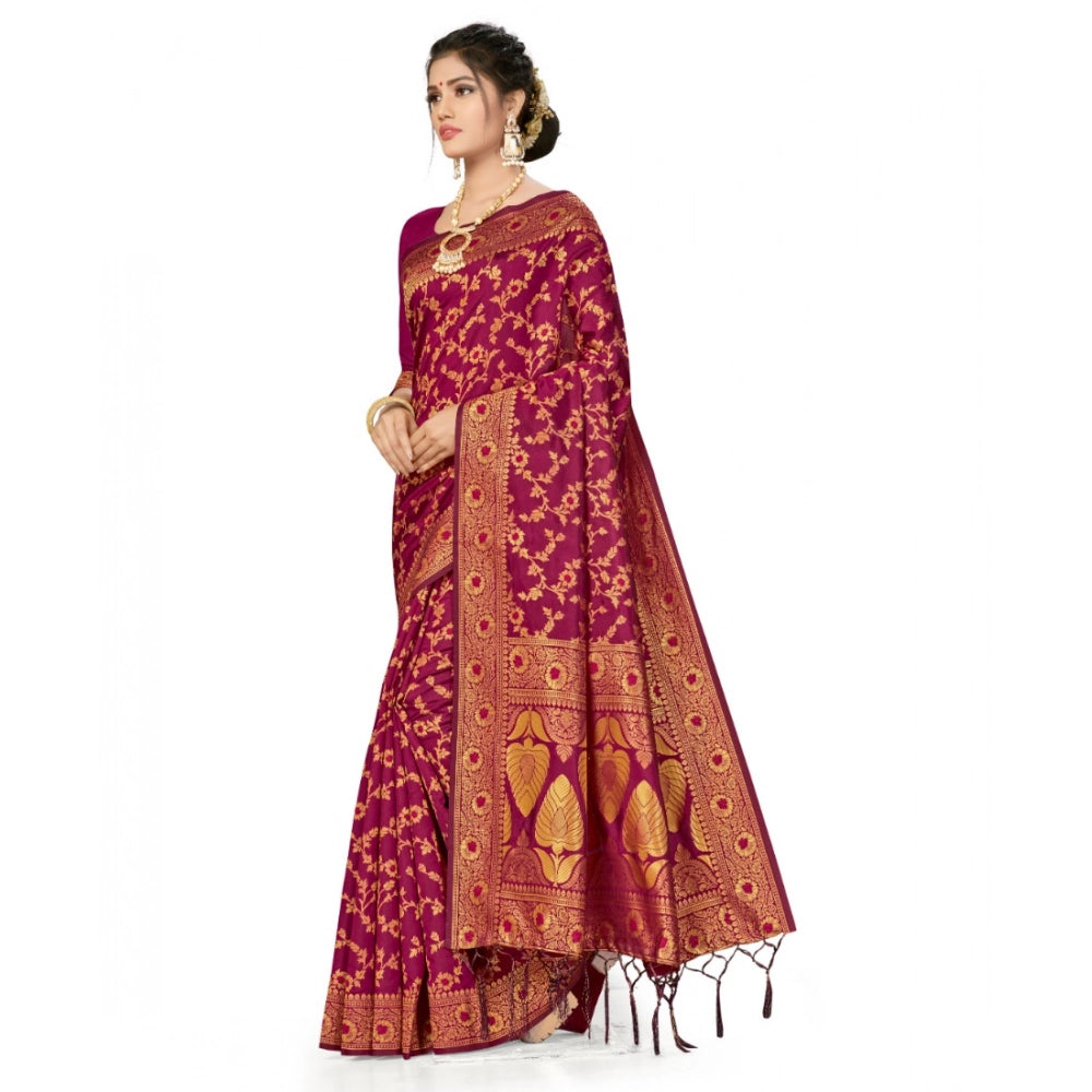 Women's Banarasi Silk Saree — Wine · 084I