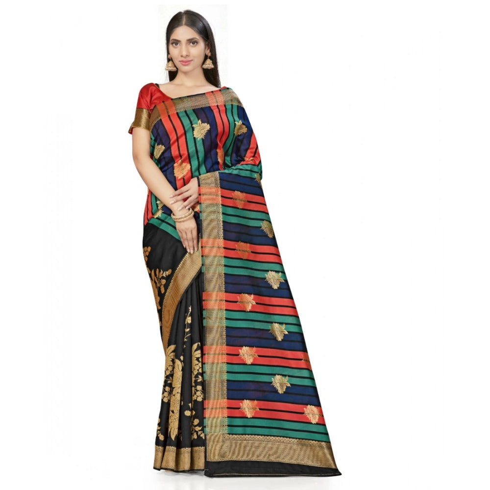 Women's Banarasi Silk Saree — Black · 563A