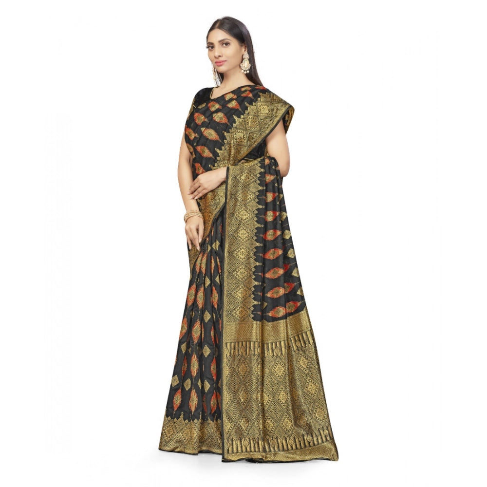 Women's Banarasi Silk Saree — Black · 562B