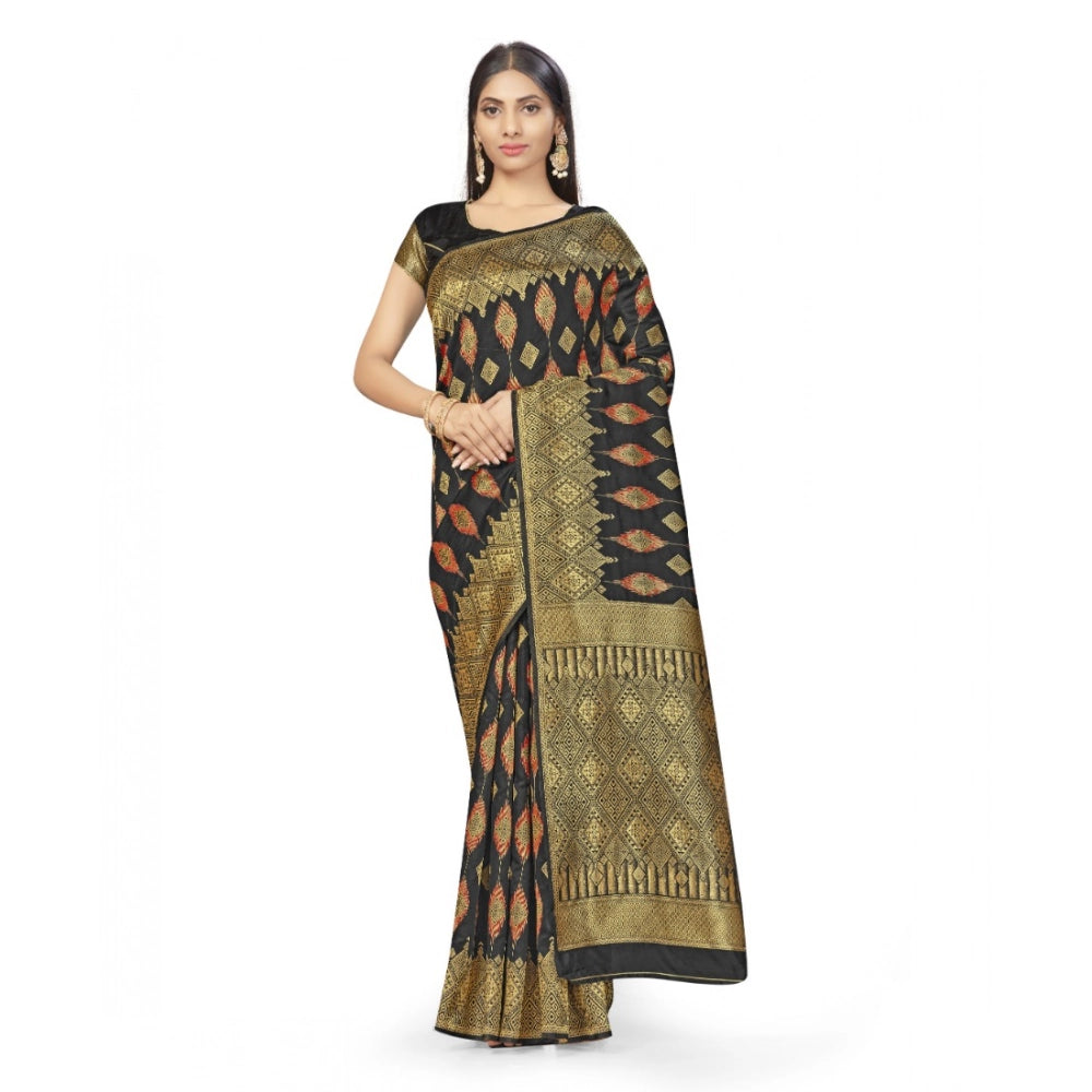 Women's Banarasi Silk Saree — Black · 562B
