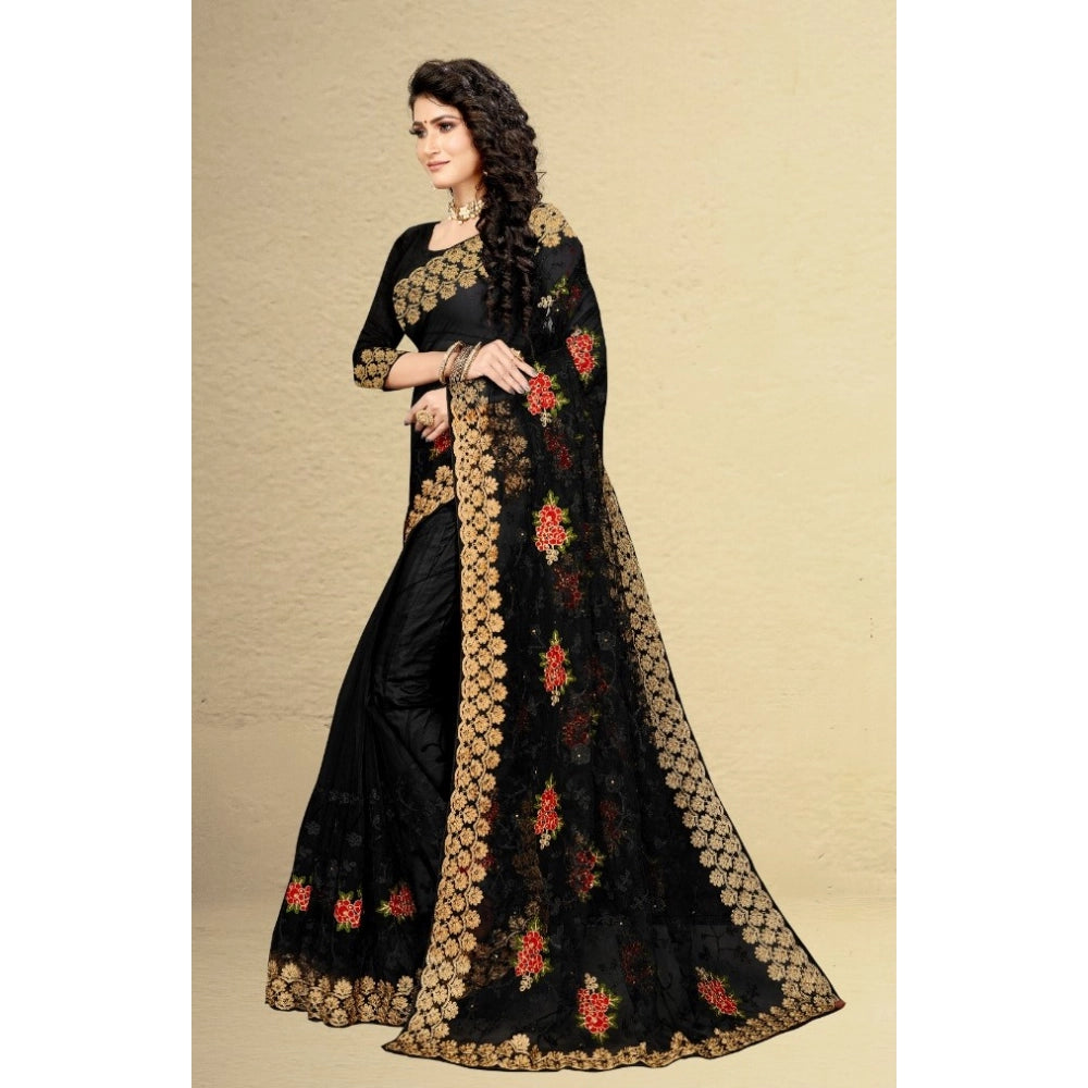 Women's Net Saree — Black