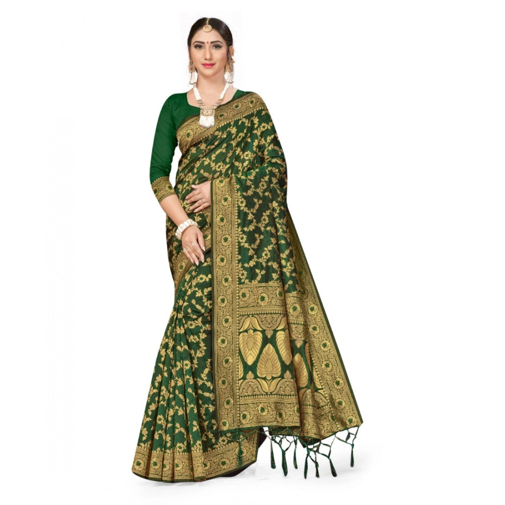 Women's Banarasi Silk Saree — Green · 084G