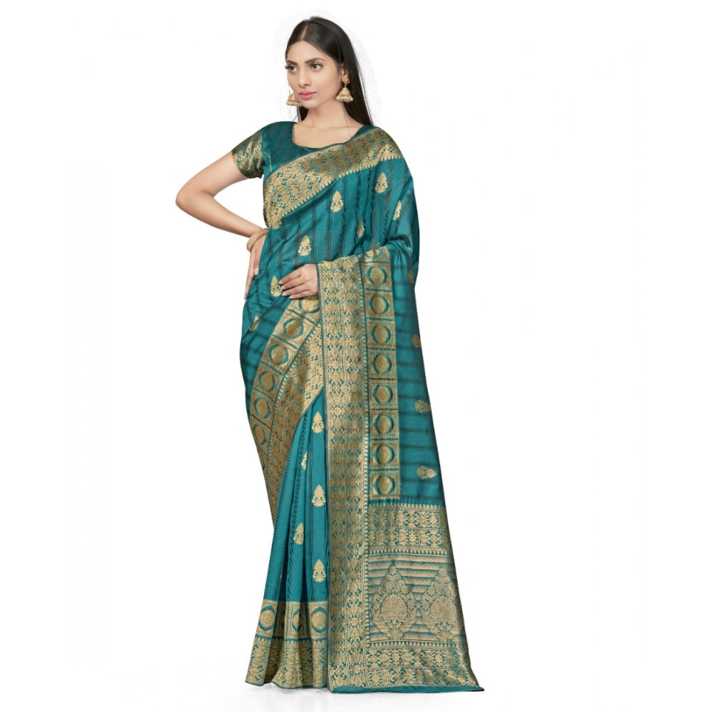 Women's Banarasi Silk Saree — Peach · 550A