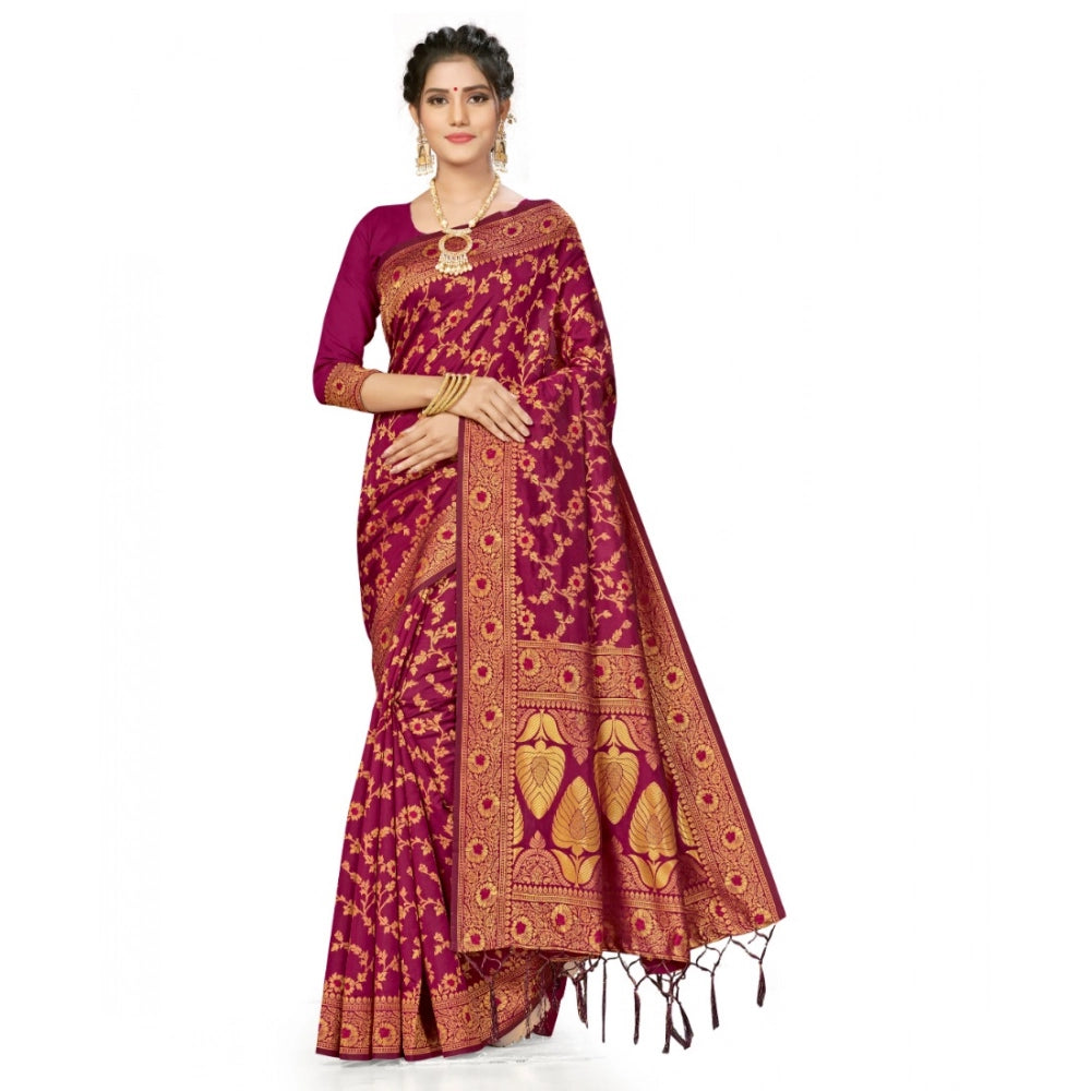 Women's Banarasi Silk Saree — Wine · 084I