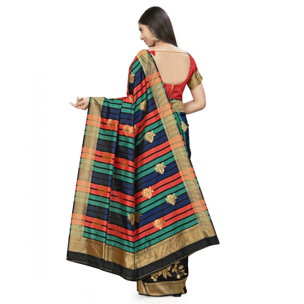 Women's Banarasi Silk Saree — Black · 563A