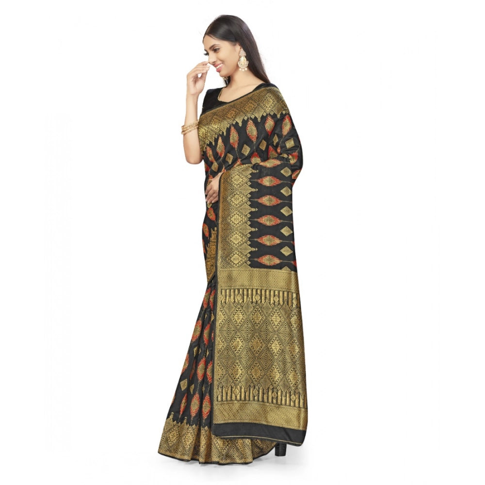Women's Banarasi Silk Saree — Black · 562B