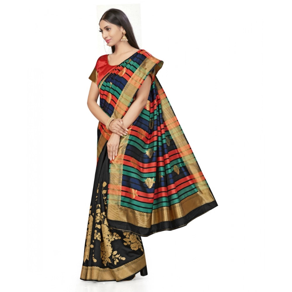 Women's Banarasi Silk Saree — Black · 563A
