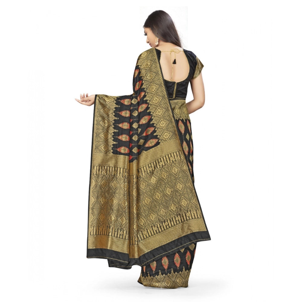 Women's Banarasi Silk Saree — Black · 562B