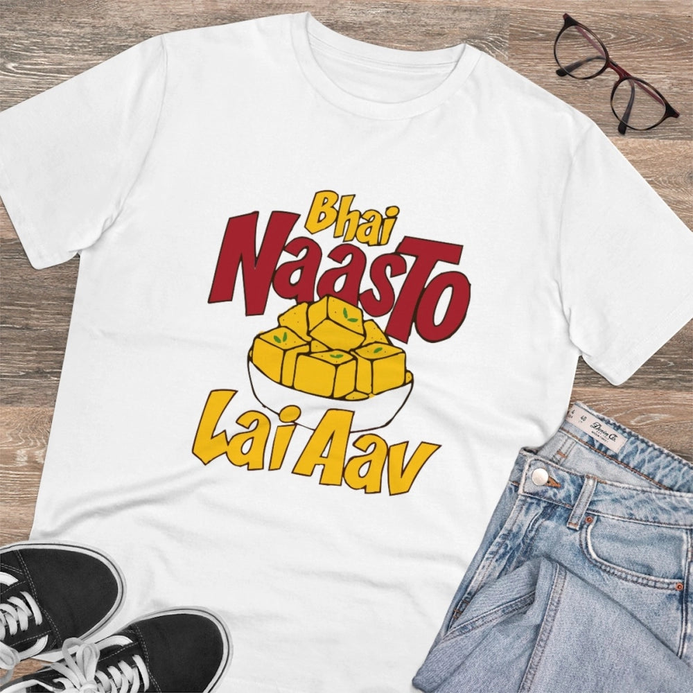 Men's PC Cotton Bhai Nasto Lai Aav Printed T