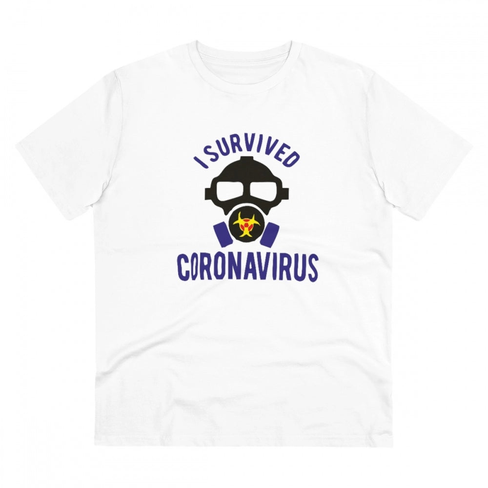 Men's PC Cotton I Survived Coronavirus Printed T-Shirt