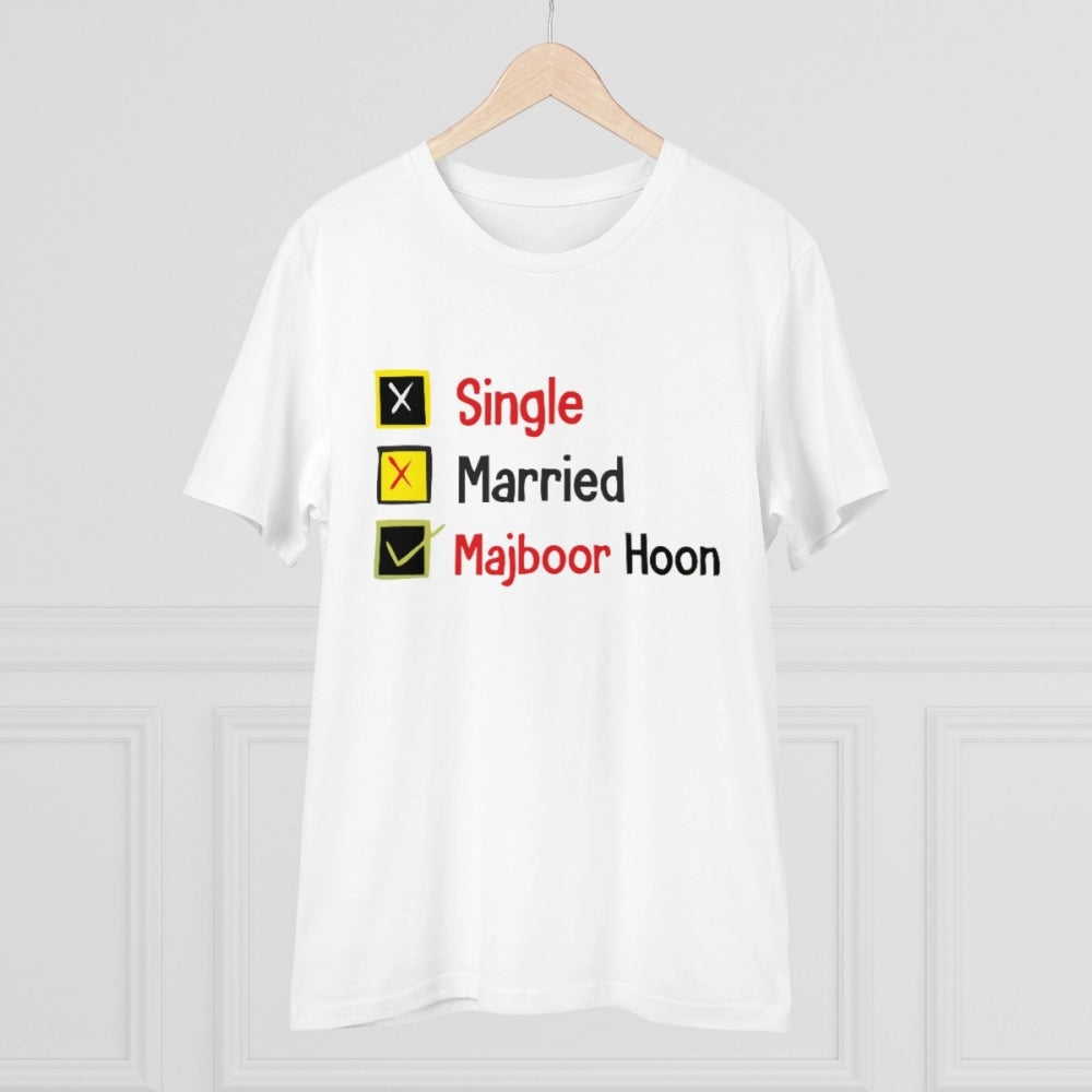 Men's PC Cotton Single Married Majbur Printed T-Shirt