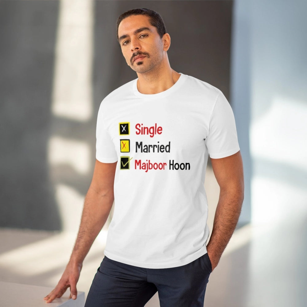 Men's PC Cotton Single Married Majbur Printed T-Shirt