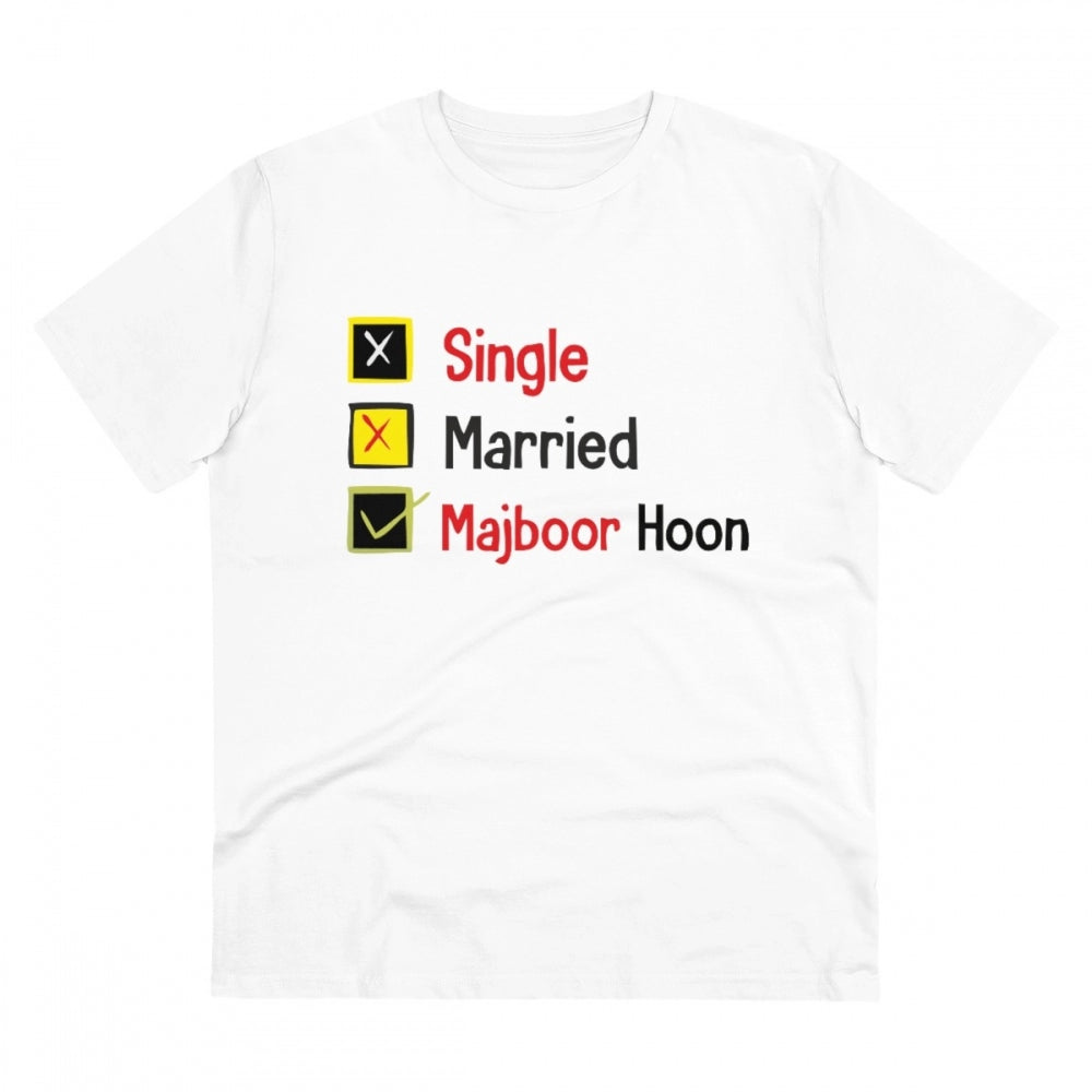 Men's PC Cotton Single Married Majbur Printed T-Shirt