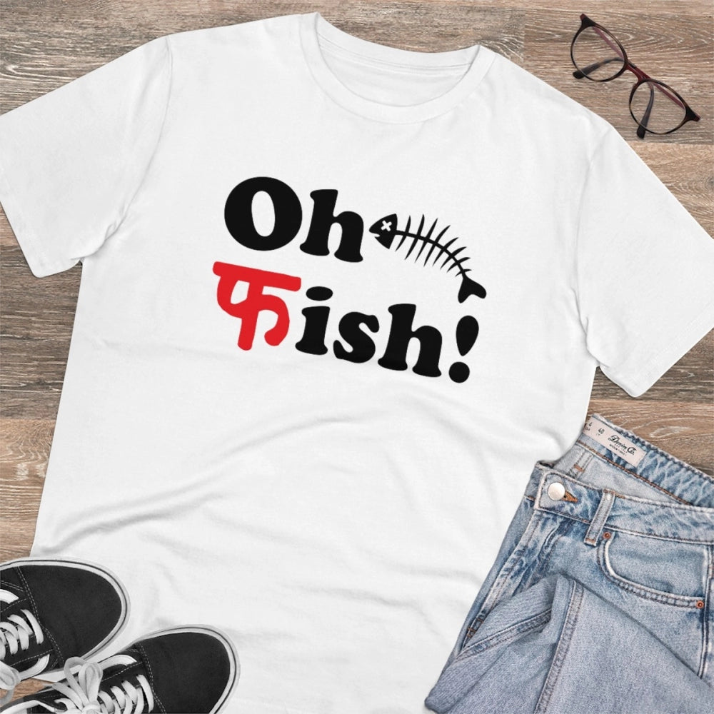 Men's PC Cotton Oh Fish Printed T-Shirt