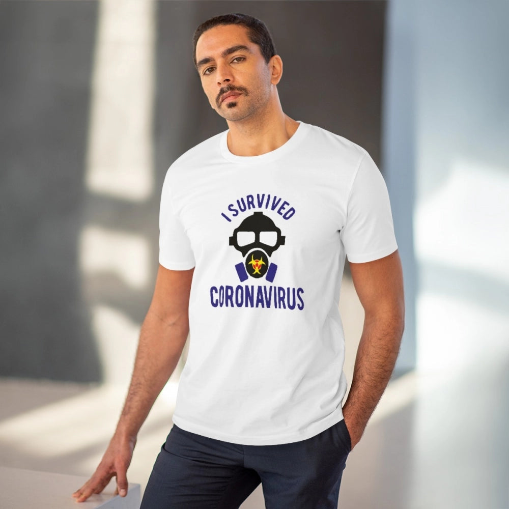 Men's PC Cotton I Survived Coronavirus Printed T-Shirt
