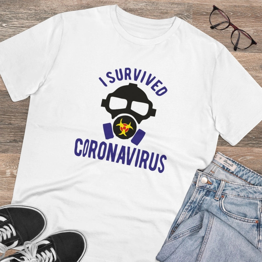 Men's PC Cotton I Survived Coronavirus Printed T-Shirt
