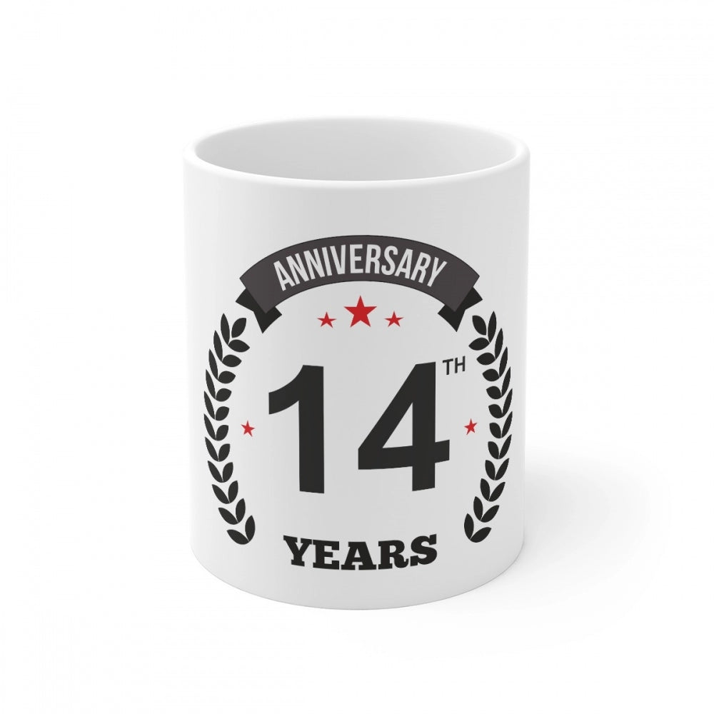 Ceramic 14th Anniversary Printed Coffee Mug